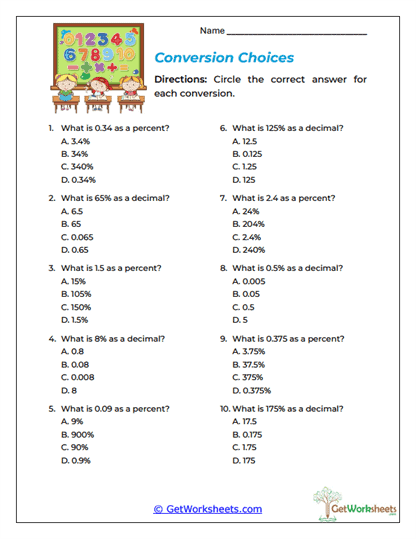 Conversion Choices Worksheet