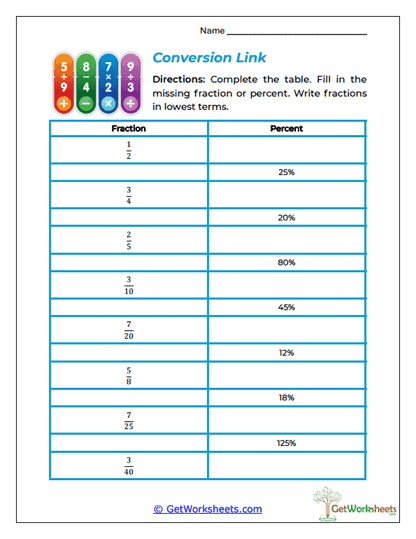 Conversion Link Worksheet