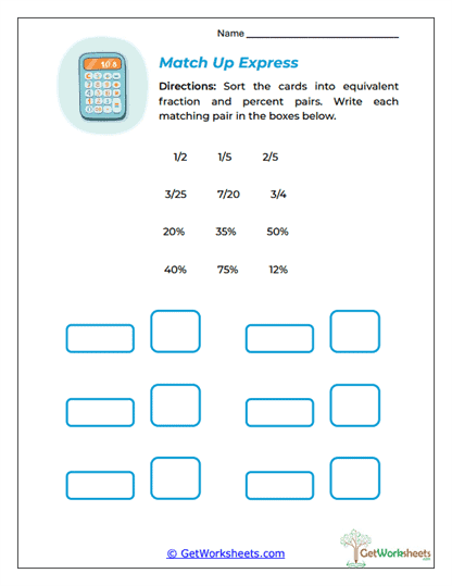 Match Up Express Worksheet