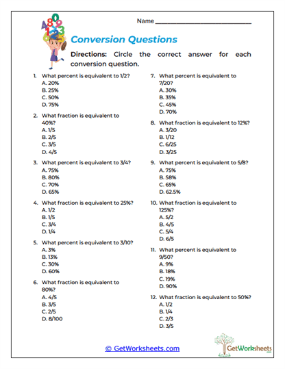 Conversion Questions Worksheet