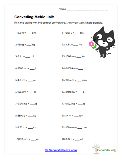 Metric Conversion Practice Worksheet