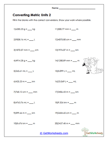 Metric Conversion Practice 2 Worksheet