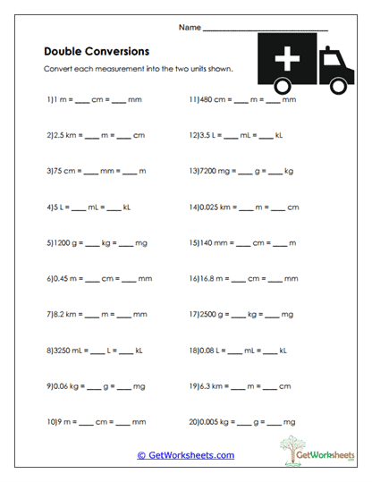 Double Unit Conversion Worksheet