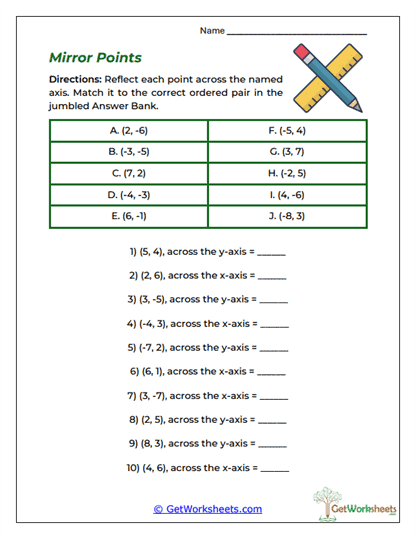 Mirror Points Worksheet