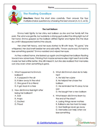 The Floating Goodbye Worksheet