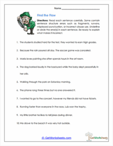 Sentence Find Error Correcting Sentence Errors Worksheets - GetWorksheets.com