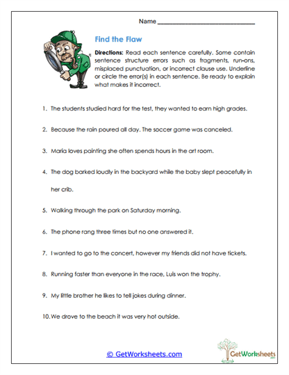 Find the Flaw Worksheet