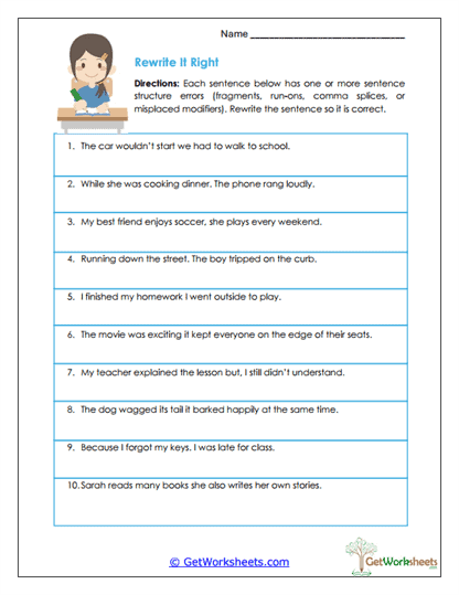 Rewrite It Right Worksheet