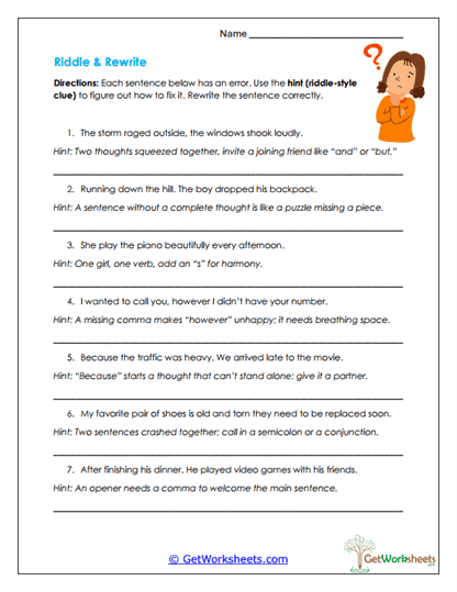 Riddle & Rewrite Worksheet