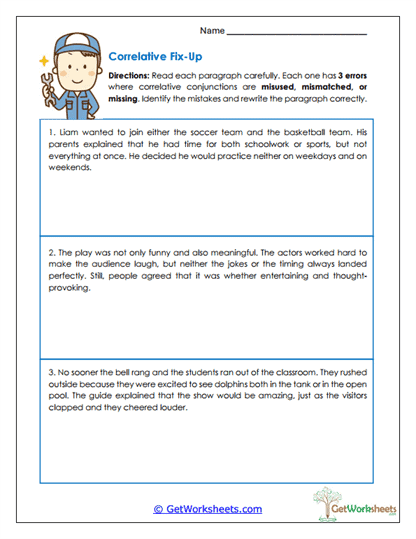 Correlative Fix-Up Worksheet