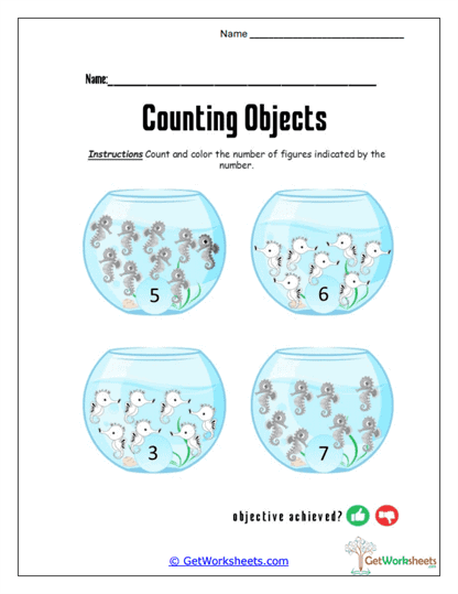 Sea Life Count Worksheet