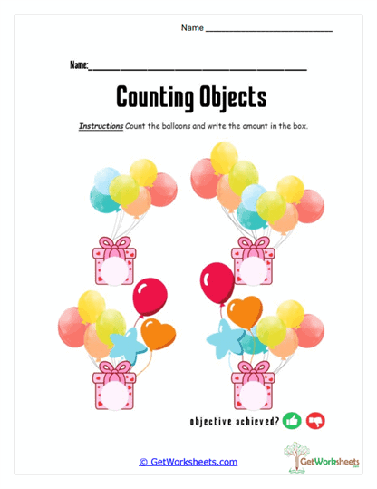 Balloon Party Worksheet
