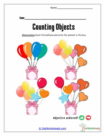 Party Balloons Worksheet