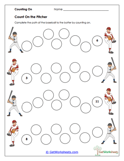 Counting On the Pitcher Worksheet