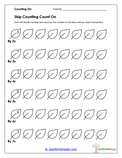 Skip Counting Count On Worksheet
