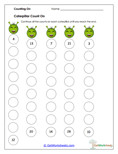 Counting Caterpillar Count On Worksheet