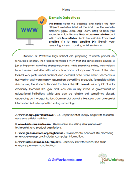 Domain Evaluation Worksheet