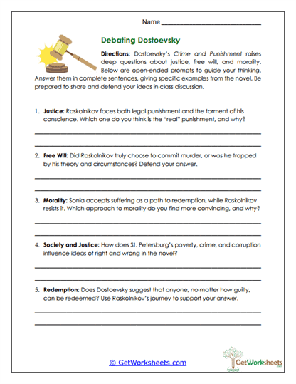 Dostoevsky Debate Worksheet