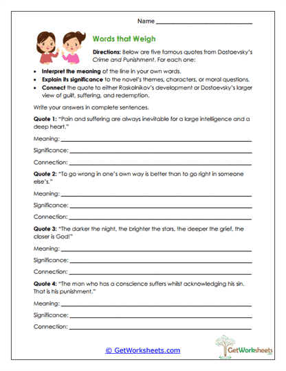 Quote Interpretation Worksheet