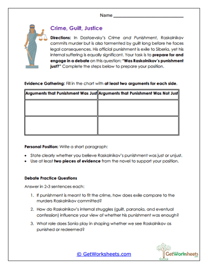 Justice Debate Prep Worksheet