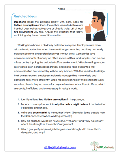 Critical Comprehension Worksheets