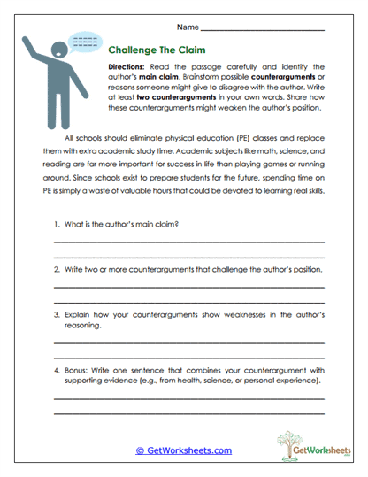 Challenge the Claim Worksheet