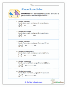Triangle Bookmark Ideas Shape Scale Solve Worksheet - Using Proportions with Similar Figures