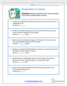 Multiplication Using Carry Out Proportion in Action Worksheet - Solving Real-World Problems with Cross ...