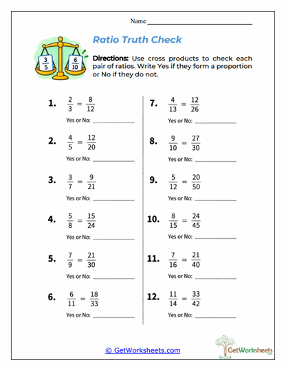 Ratio Truth Check Worksheet