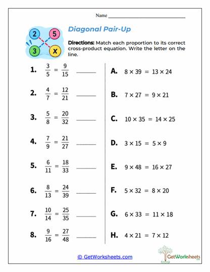 Diagonal Pair-Up Worksheet