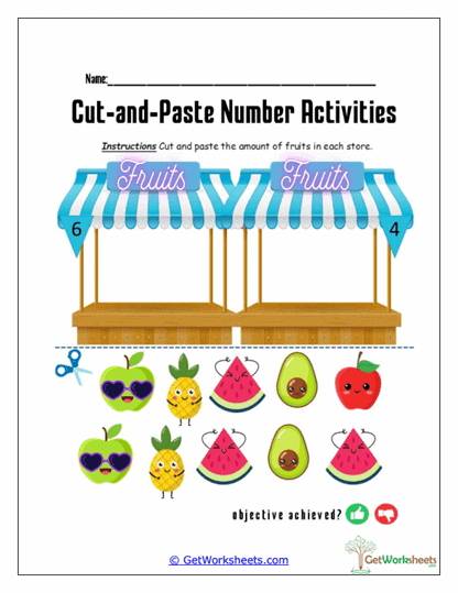 Fruit Stand Number Match Worksheet