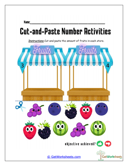 Snack Shop Number Sort Worksheet