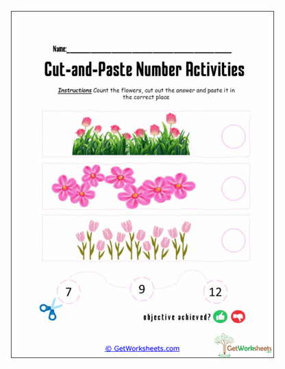 Flower Garden Snip & Stick Worksheet