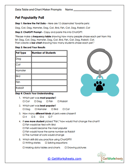 Pet Popularity Poll Worksheet