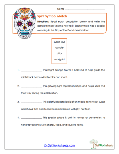 Spirit Symbol Match Worksheet