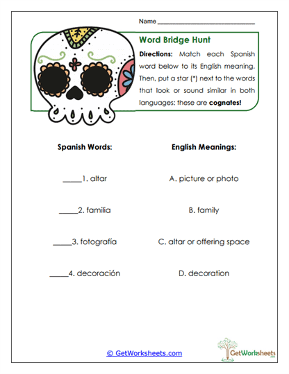 Word Bridge Hunt Worksheet