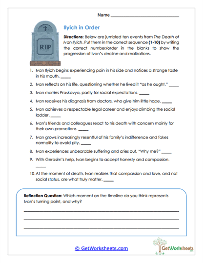 Ilyich in Order Worksheet