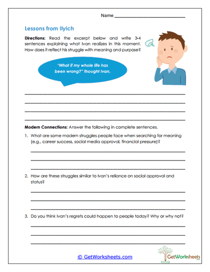Final Reflections on Ivan Ilyich Worksheet