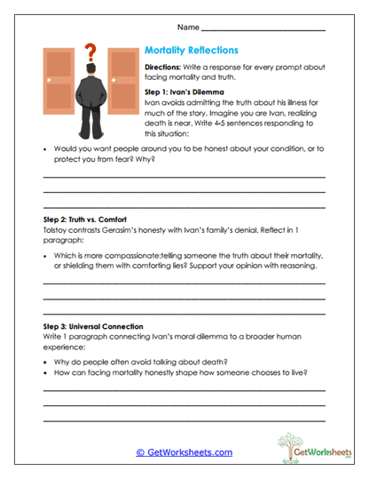 Mortality Reflections Worksheet