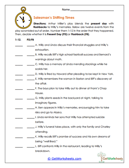 Timeline Sorting Worksheet