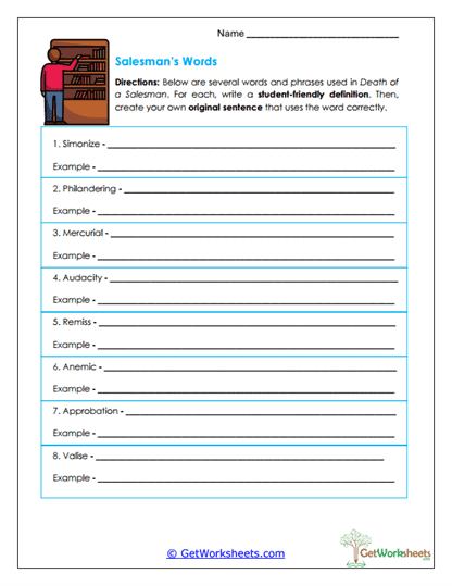 Vocabulary Practice Worksheet