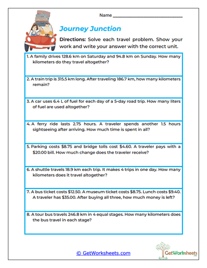 Journey Junction Worksheet