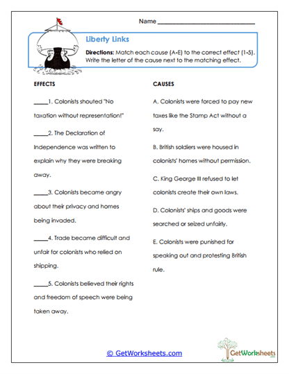 Liberty Links Worksheet