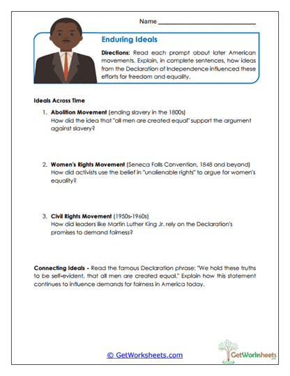 Enduring Ideals Worksheet
