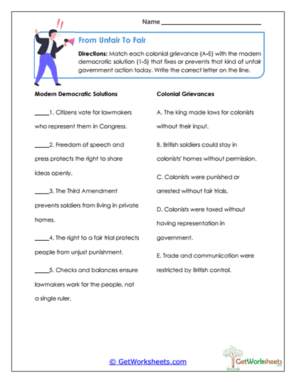 From Unfair to Fair Worksheet