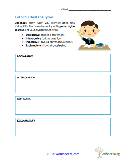 Exit Slip: Chart the Types Worksheet