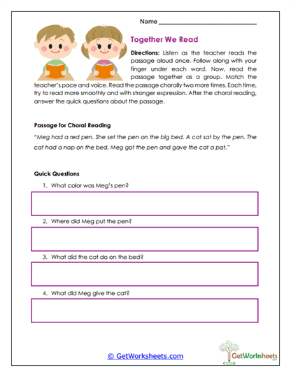 Together We Read Worksheet