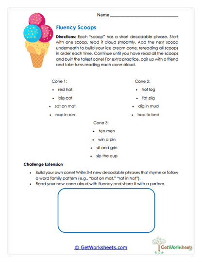Fluency Scoops Worksheet