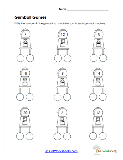 Gumball Games Worksheet