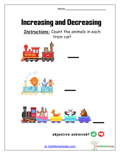 Animal Train Count Worksheet